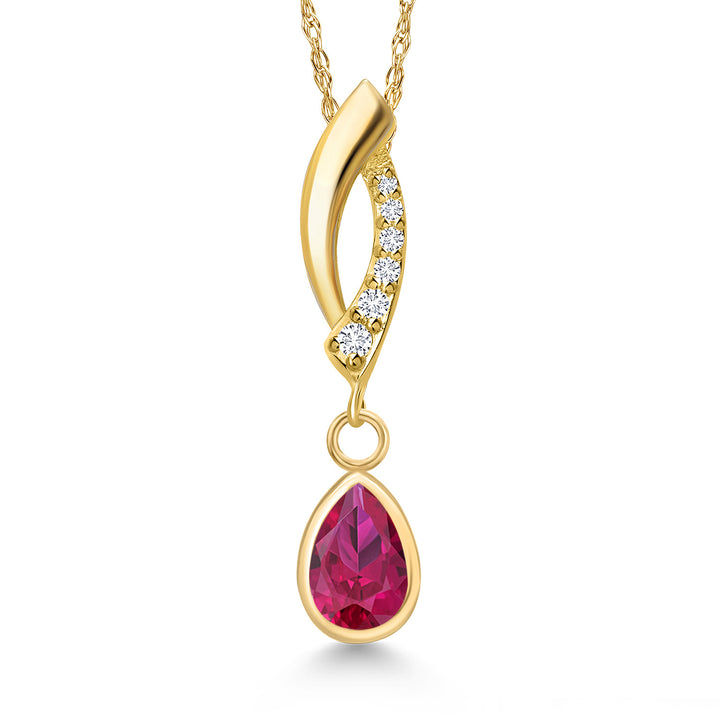 Created Ruby - July_Pendant in 14K Yellow Gold