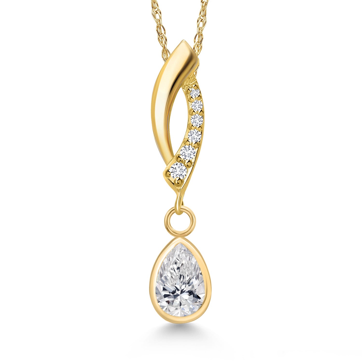 White Lab Grown Diamond - April_Pendant in 14K Yellow Gold