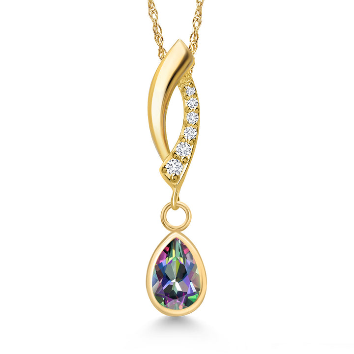 Green Mystic Topaz_Pendant in 14K Yellow Gold