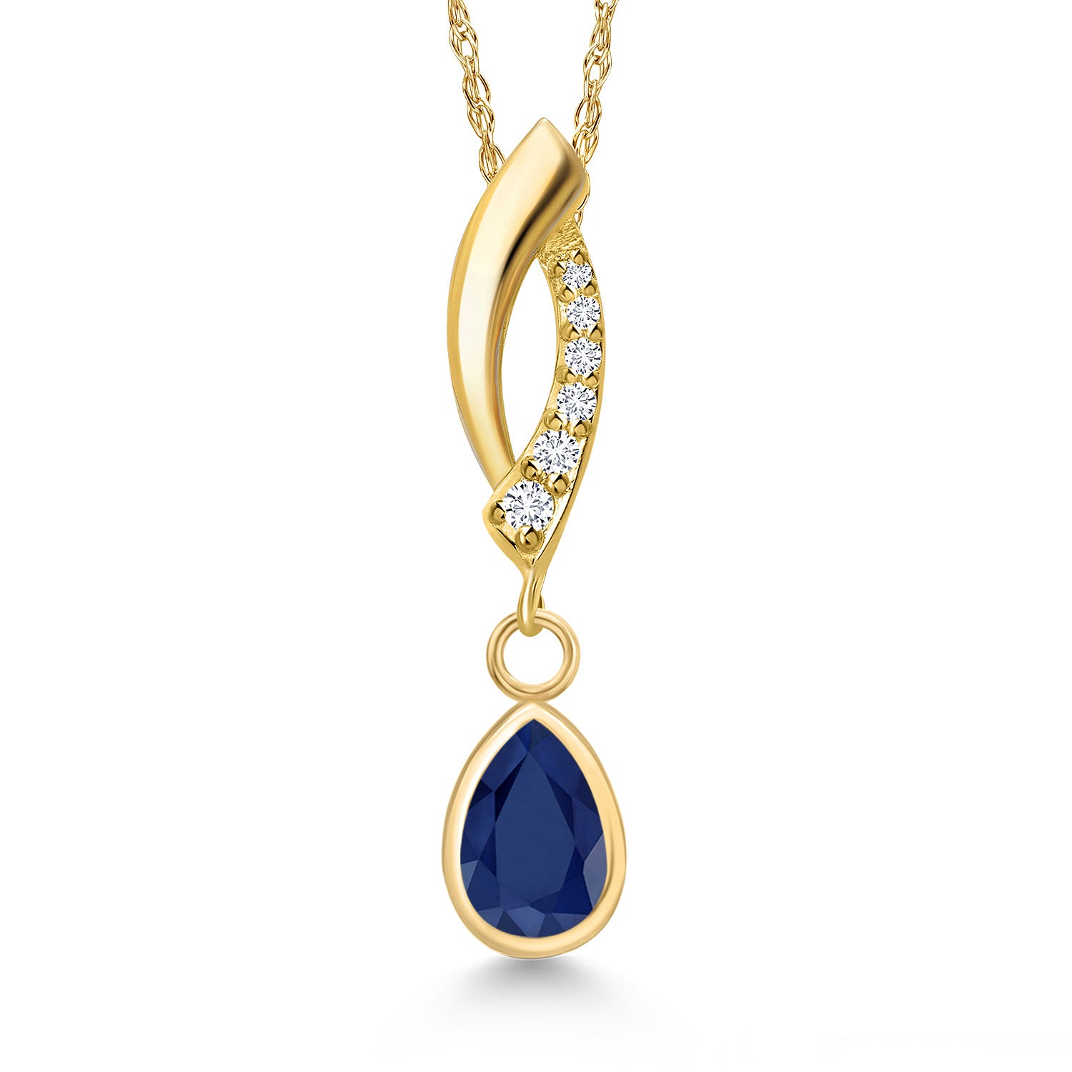 Blue Sapphire - September_Pendant in 14K Yellow Gold