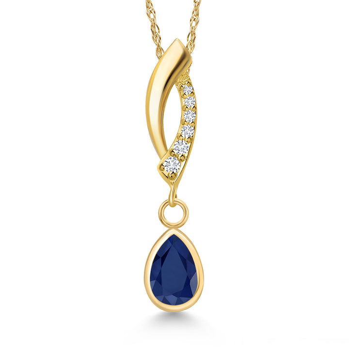 Blue Sapphire - September_Pendant in 14K Yellow Gold