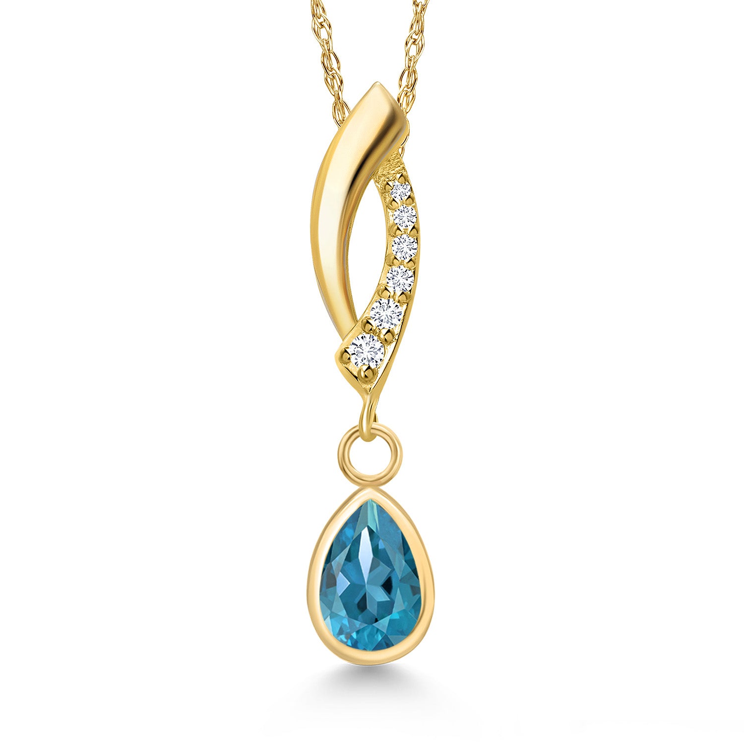 London Blue Topaz - November_Pendant in 14K Yellow Gold