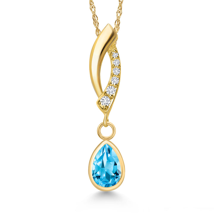 Swiss Blue Topaz - November_Pendant in 14K Yellow Gold