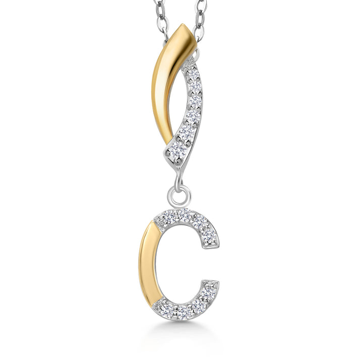 Initial C_Pendant in 925 Sterling Silver and 10K Yellow Gold