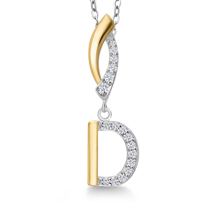 Initial D_Pendant in 925 Sterling Silver and 10K Yellow Gold