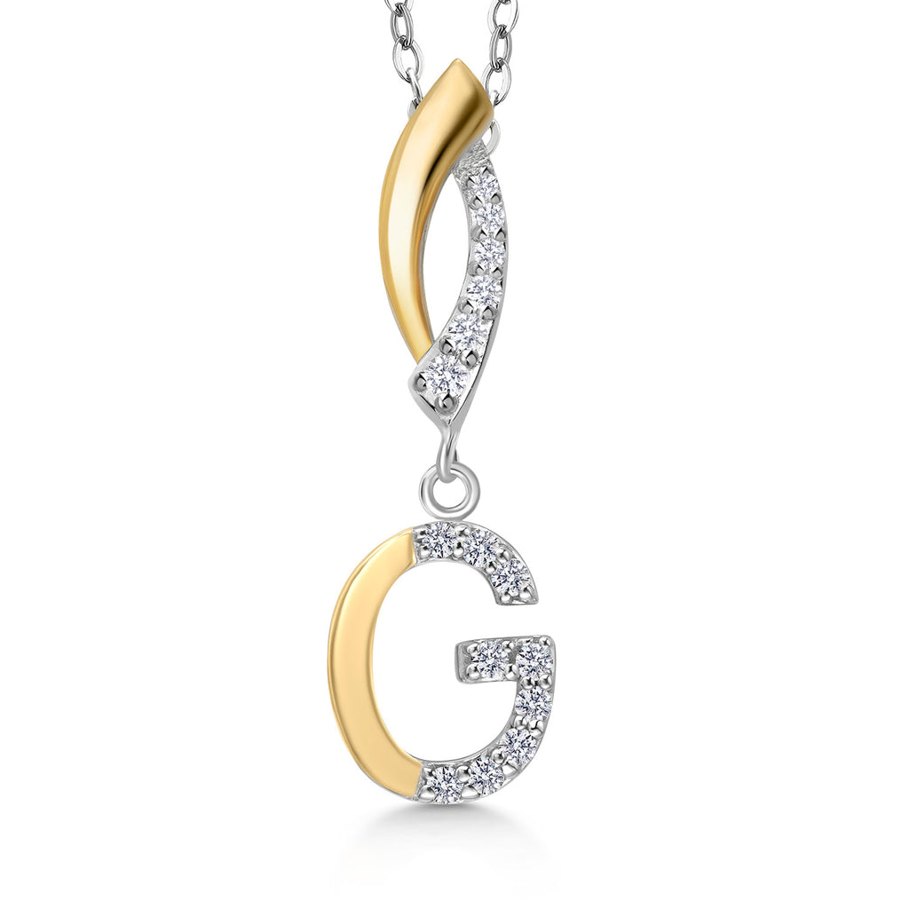 Initial G_Pendant in 925 Sterling Silver and 10K Yellow Gold