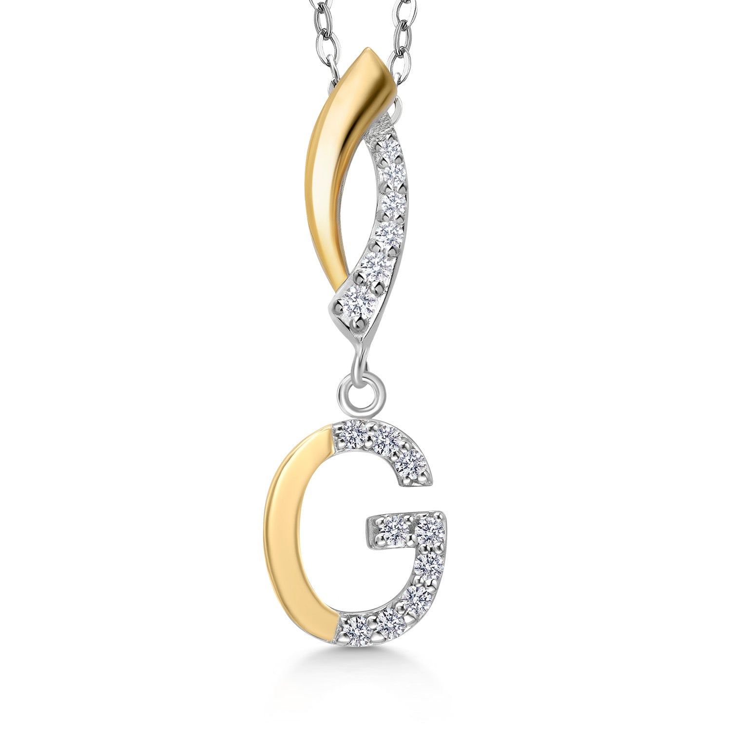 Initial G_Pendant in 925 Sterling Silver and 10K Yellow Gold