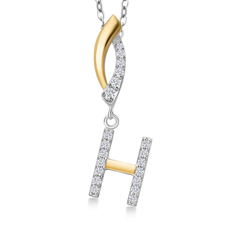 Initial H_Pendant in 925 Sterling Silver and 10K Yellow Gold