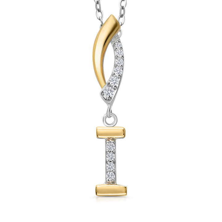 Initial I_Pendant in 925 Sterling Silver and 10K Yellow Gold