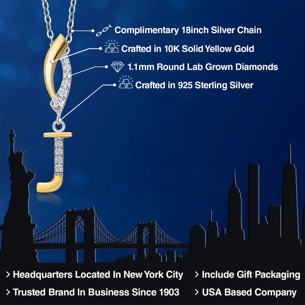 Pendant in 925 Sterling Silver and 10K Yellow Gold