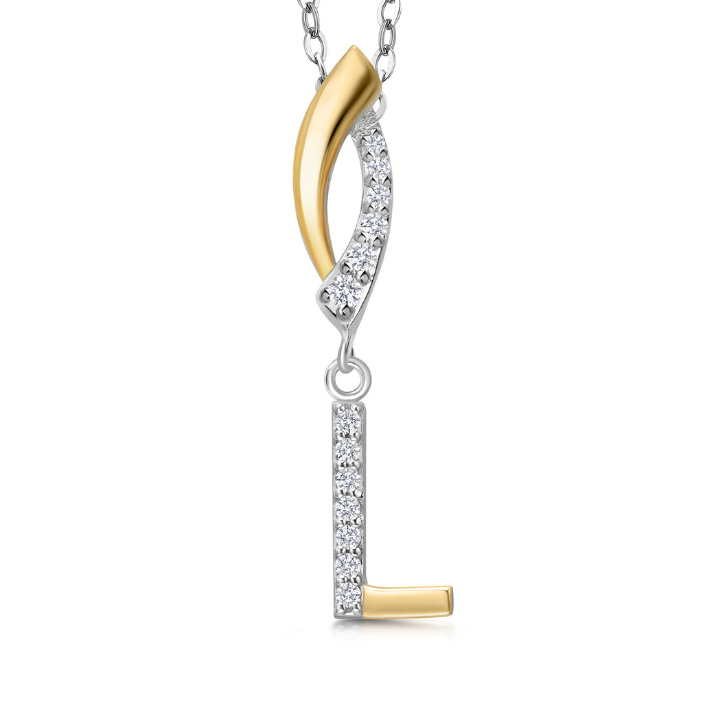 Initial L_Pendant in 925 Sterling Silver and 10K Yellow Gold
