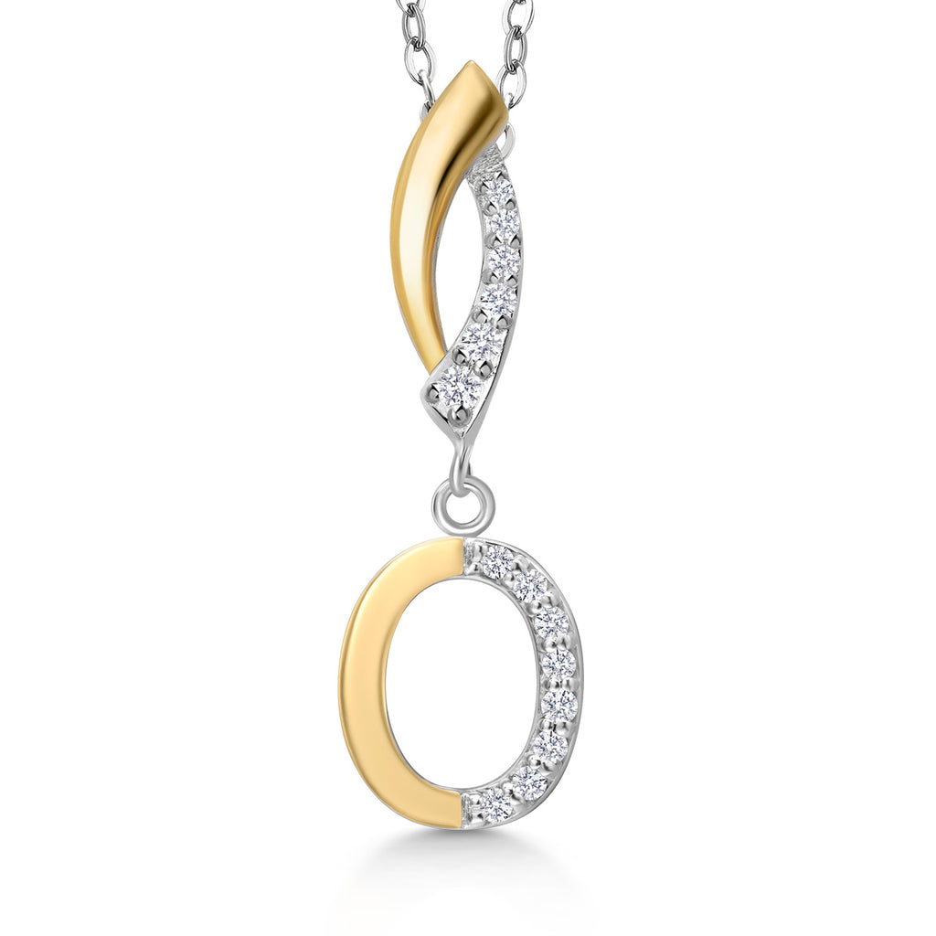 Initial O_Pendant in 925 Sterling Silver and 10K Yellow Gold