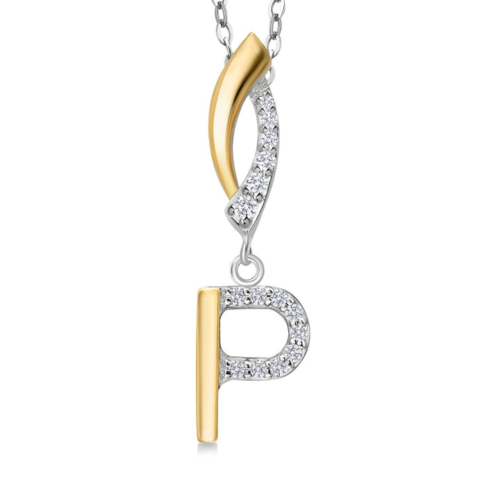 Initial P_Pendant in 925 Sterling Silver and 10K Yellow Gold