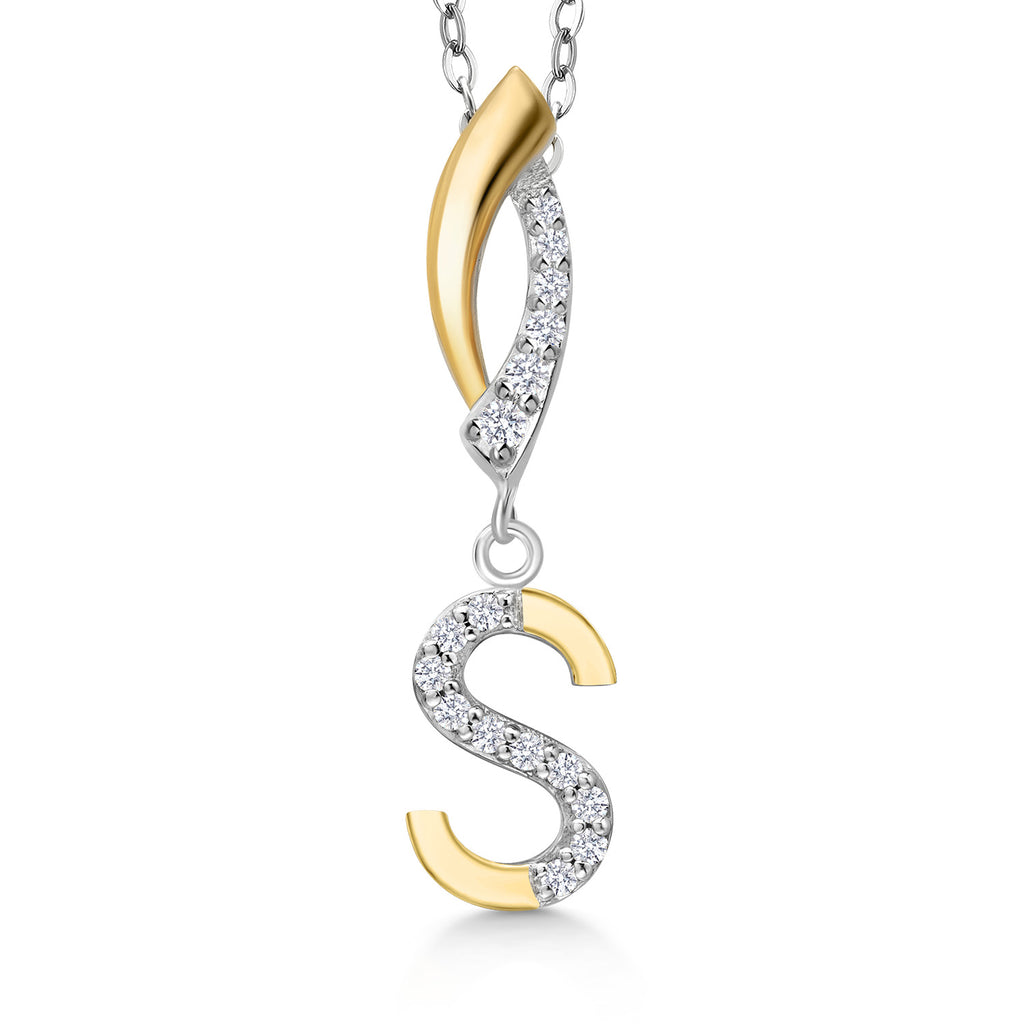 Initial S_Pendant in 925 Sterling Silver and 10K Yellow Gold