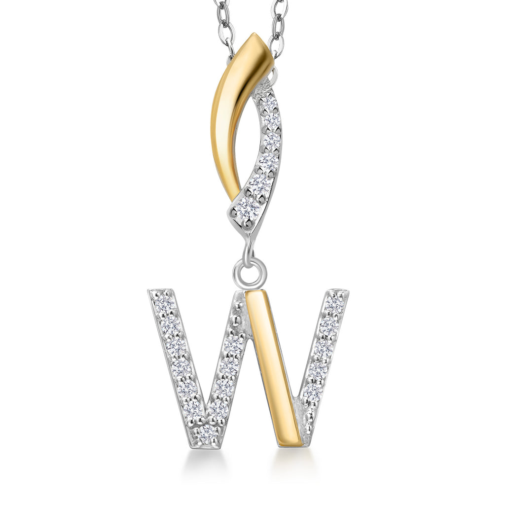 Initial W_Pendant in 925 Sterling Silver and 10K Yellow Gold