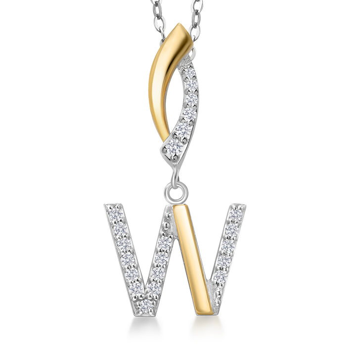 Initial W_Pendant in 925 Sterling Silver and 10K Yellow Gold
