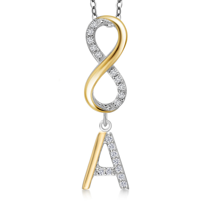 Initial A_Pendant in 925 Sterling Silver and 10K Yellow Gold