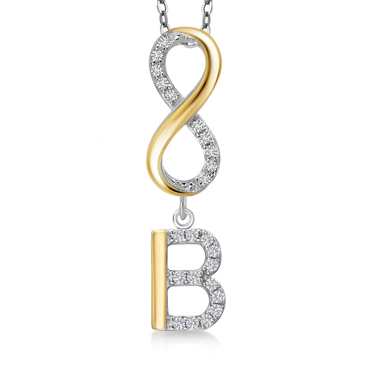 Initial B_Pendant in 925 Sterling Silver and 10K Yellow Gold