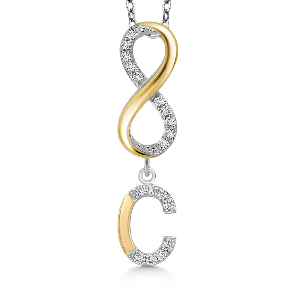 Initial C_Pendant in 925 Sterling Silver and 10K Yellow Gold