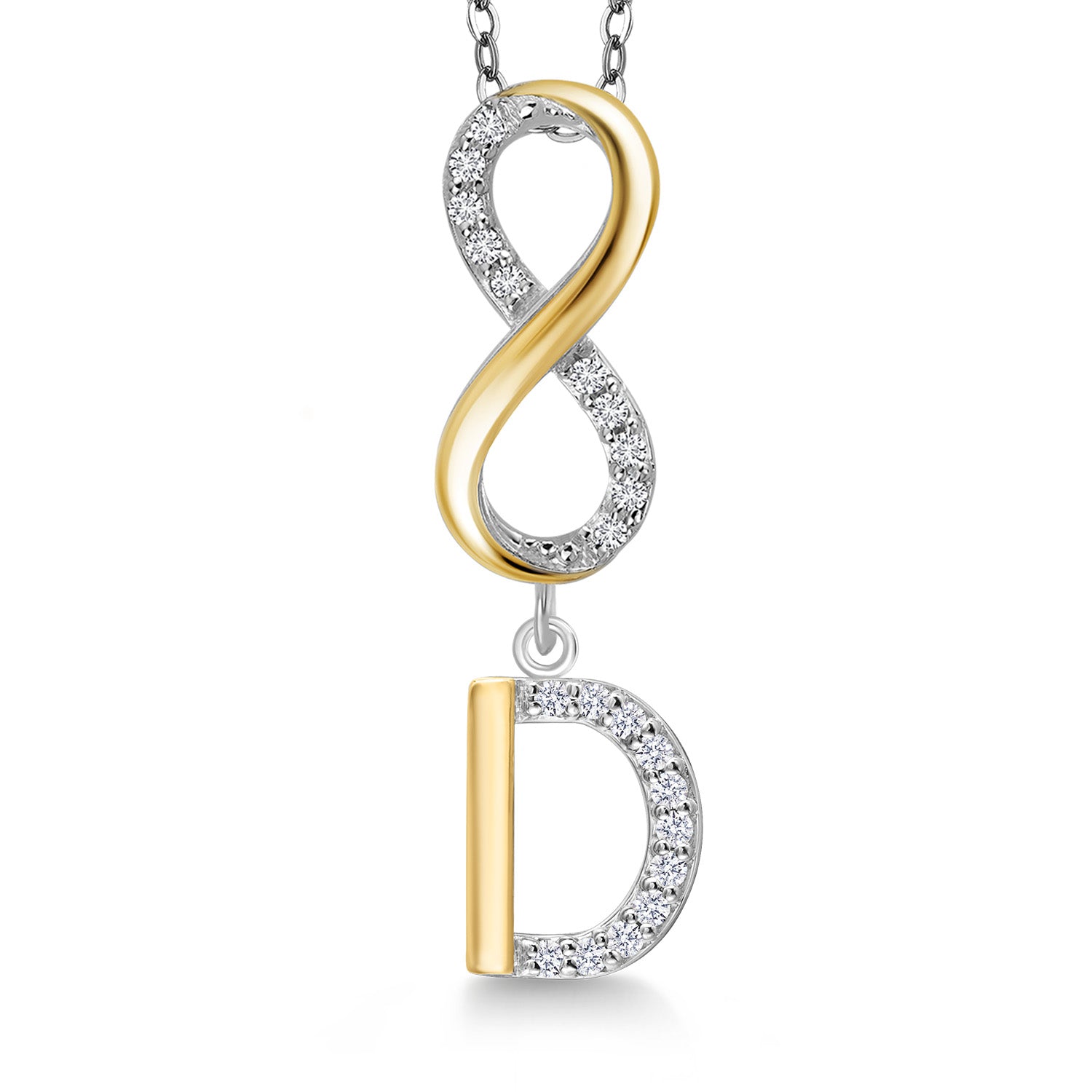Initial D_Pendant in 925 Sterling Silver and 10K Yellow Gold