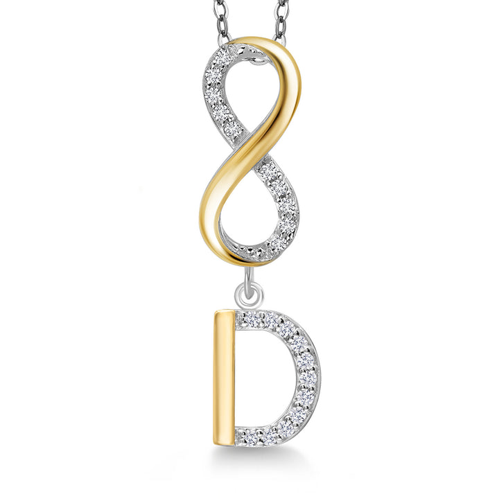 Initial D_Pendant in 925 Sterling Silver and 10K Yellow Gold
