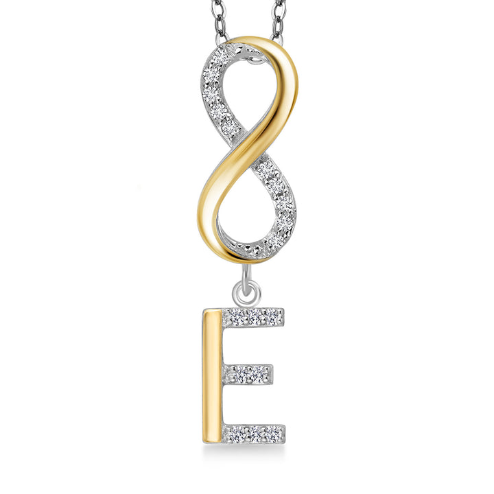 Initial E_Pendant in 925 Sterling Silver and 10K Yellow Gold