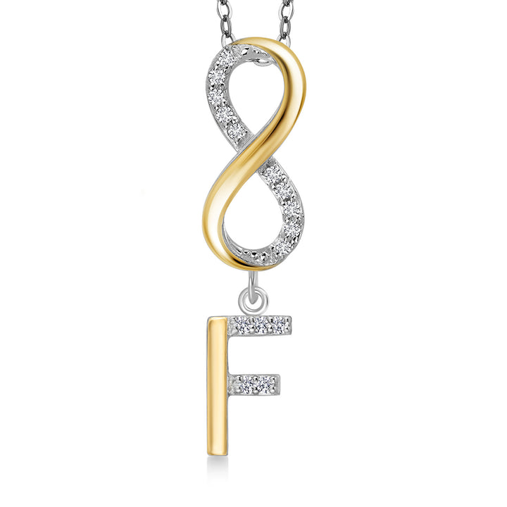 Initial F_Pendant in 925 Sterling Silver and 10K Yellow Gold