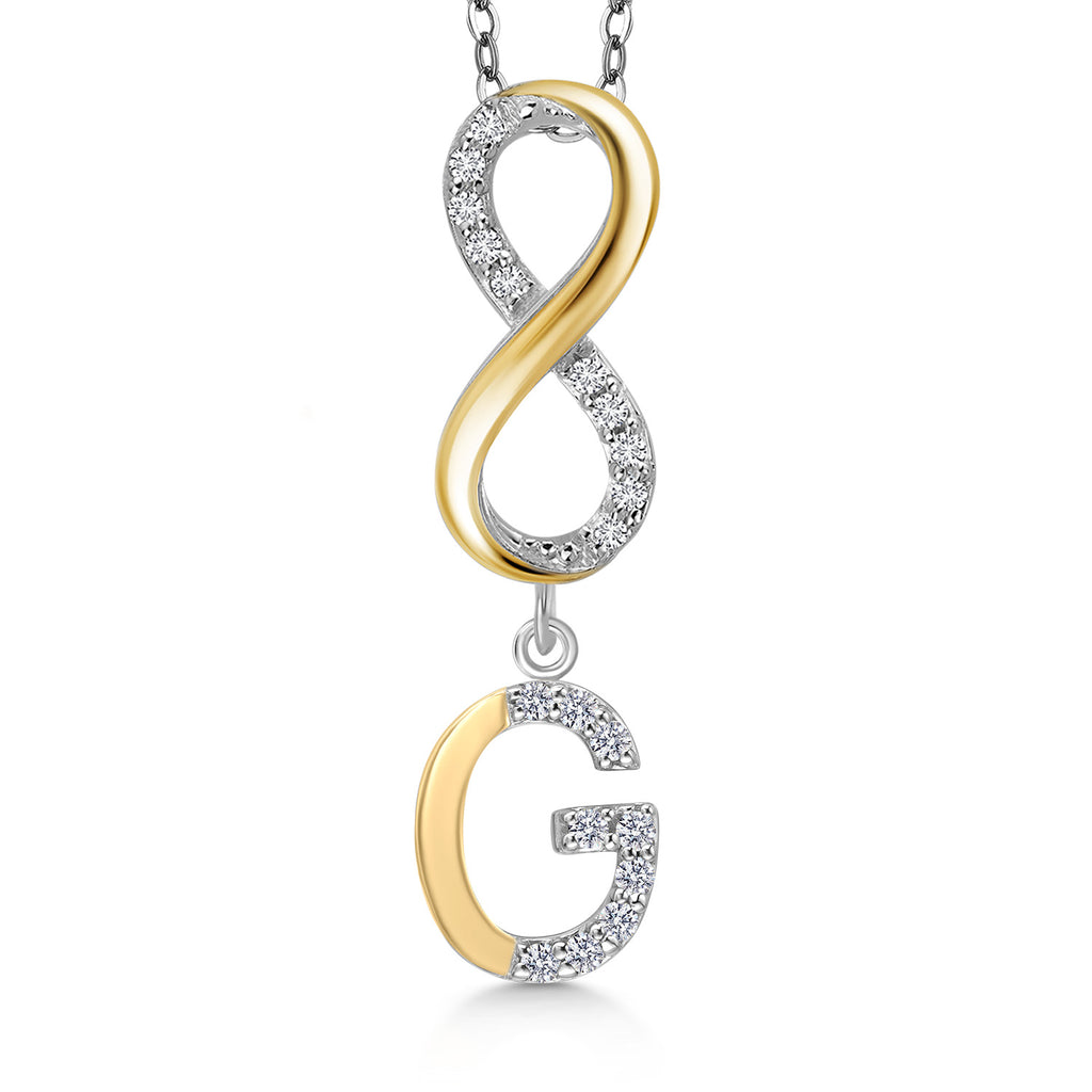 Initial G_Pendant in 925 Sterling Silver and 10K Yellow Gold