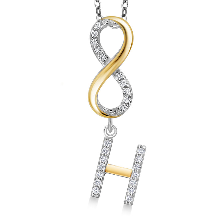 Initial H_Pendant in 925 Sterling Silver and 10K Yellow Gold