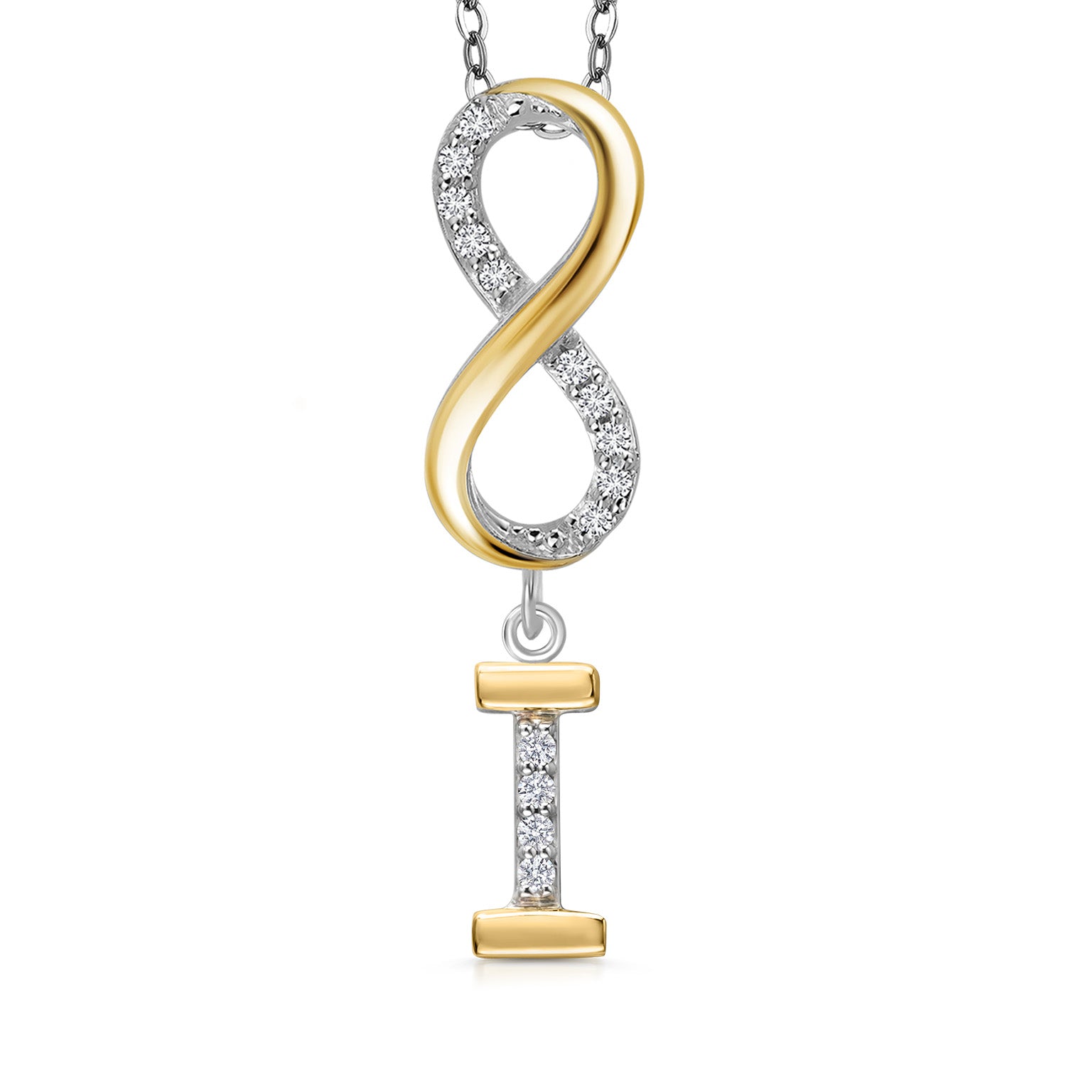 Initial I_Pendant in 925 Sterling Silver and 10K Yellow Gold