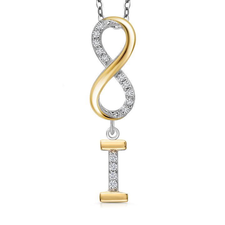 Initial I_Pendant in 925 Sterling Silver and 10K Yellow Gold