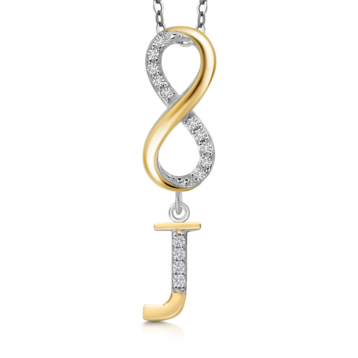 Initial J_Pendant in 925 Sterling Silver and 10K Yellow Gold