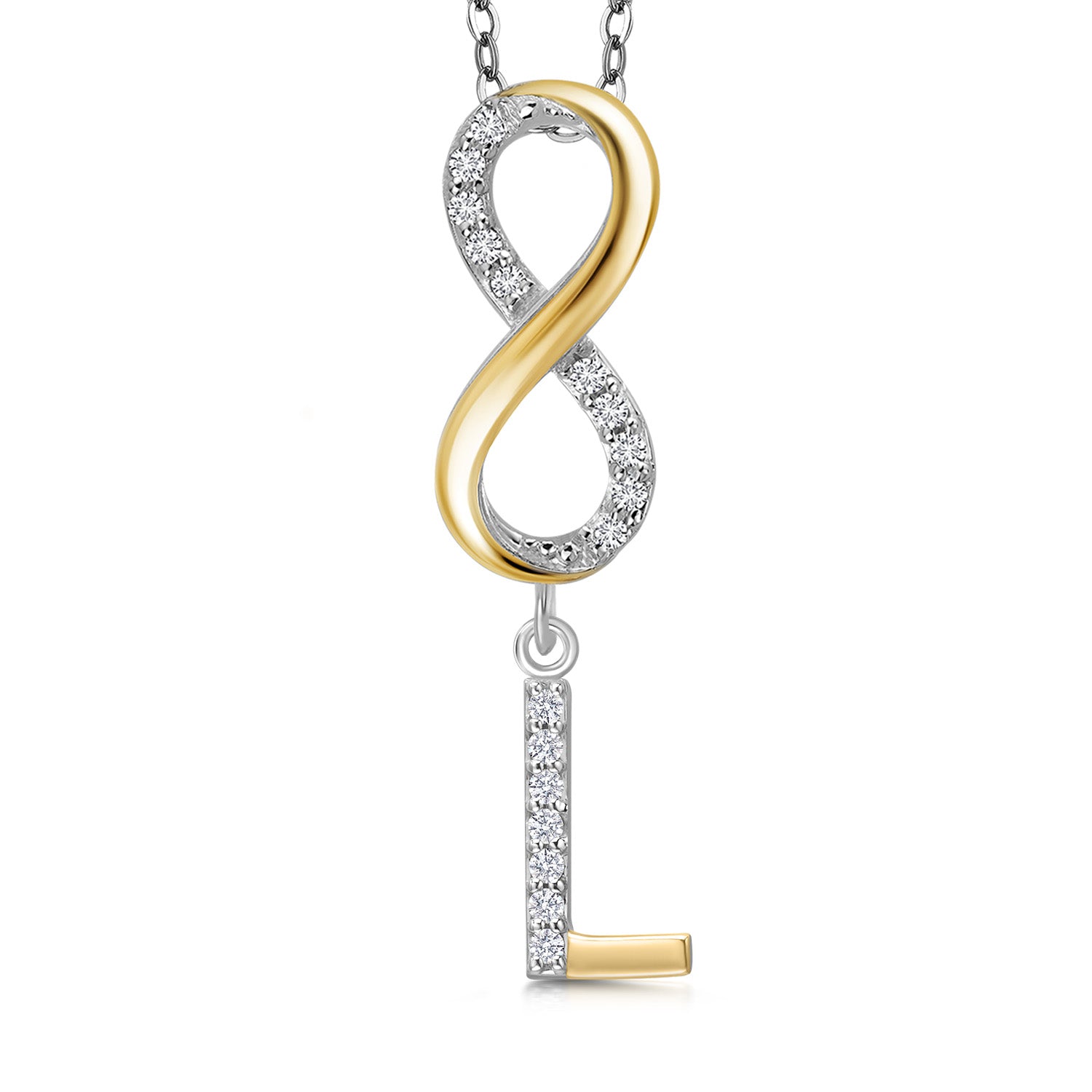 Initial L_Pendant in 925 Sterling Silver and 10K Yellow Gold