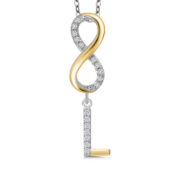 Initial L_Pendant in 925 Sterling Silver and 10K Yellow Gold