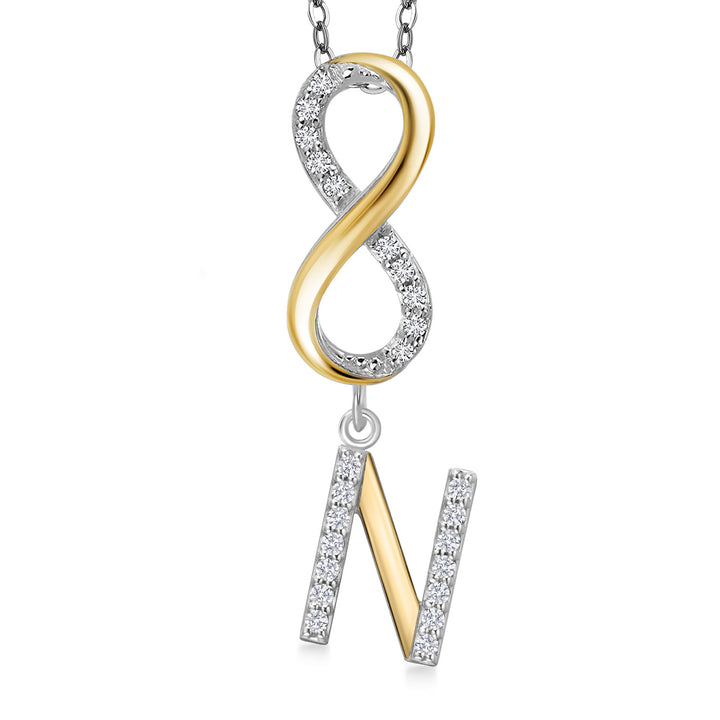 Initial N_Pendant in 925 Sterling Silver and 10K Yellow Gold