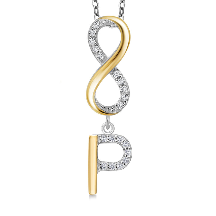 Initial P_Pendant in 925 Sterling Silver and 10K Yellow Gold