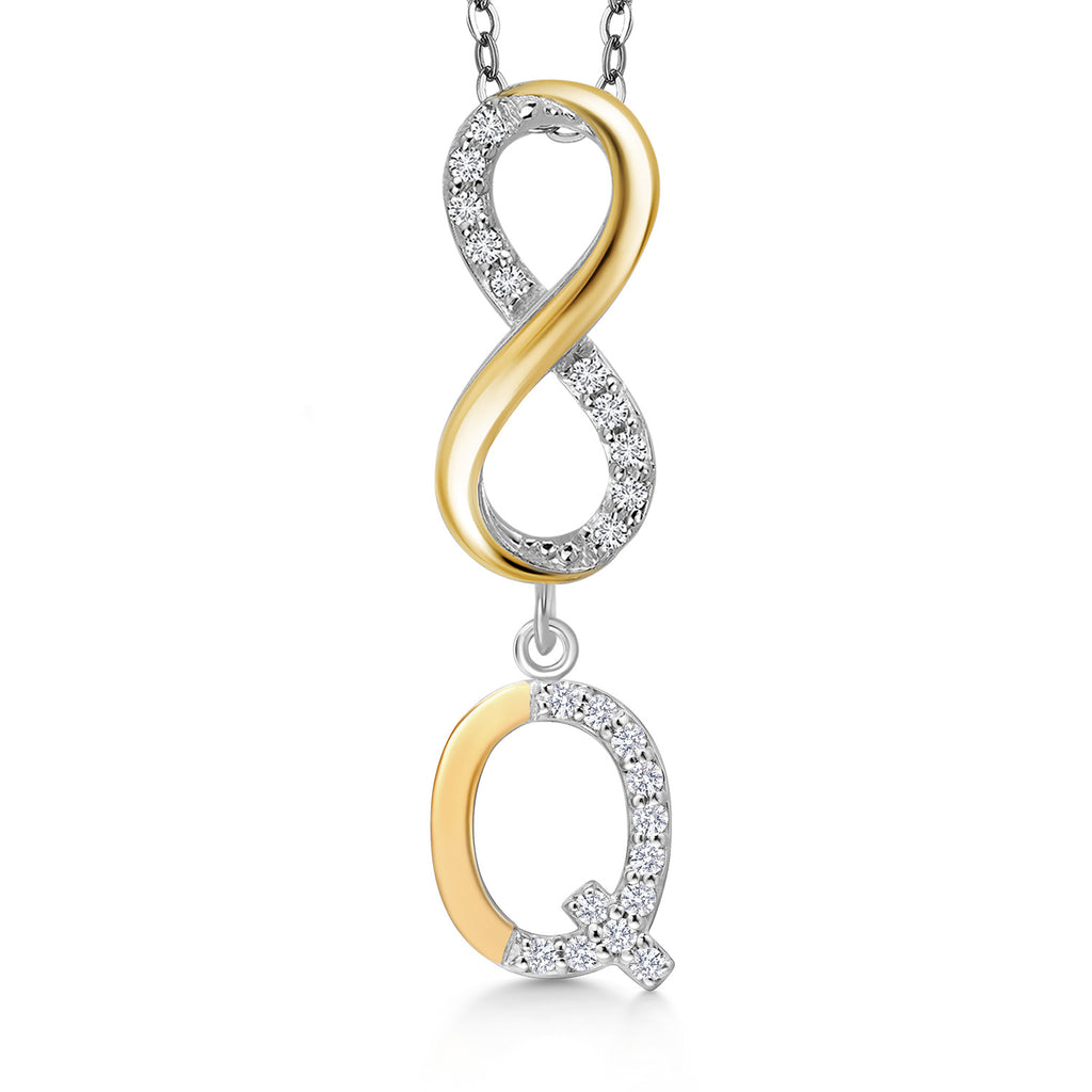 Initial Q_Pendant in 925 Sterling Silver and 10K Yellow Gold