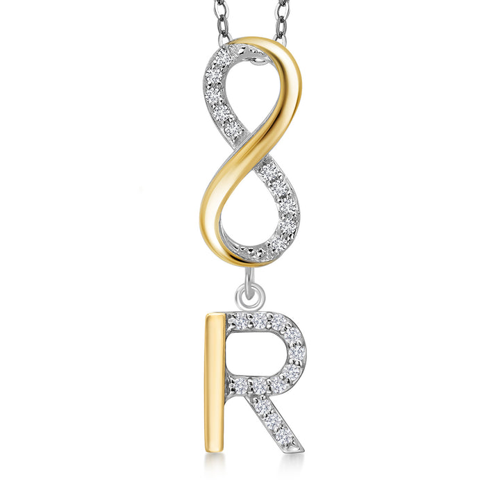 Initial R_Pendant in 925 Sterling Silver and 10K Yellow Gold