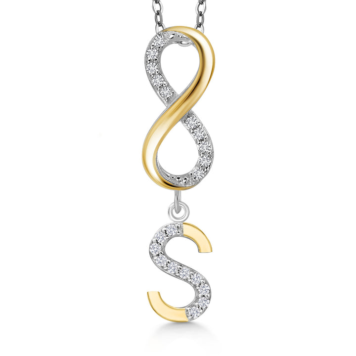 Initial S_Pendant in 925 Sterling Silver and 10K Yellow Gold