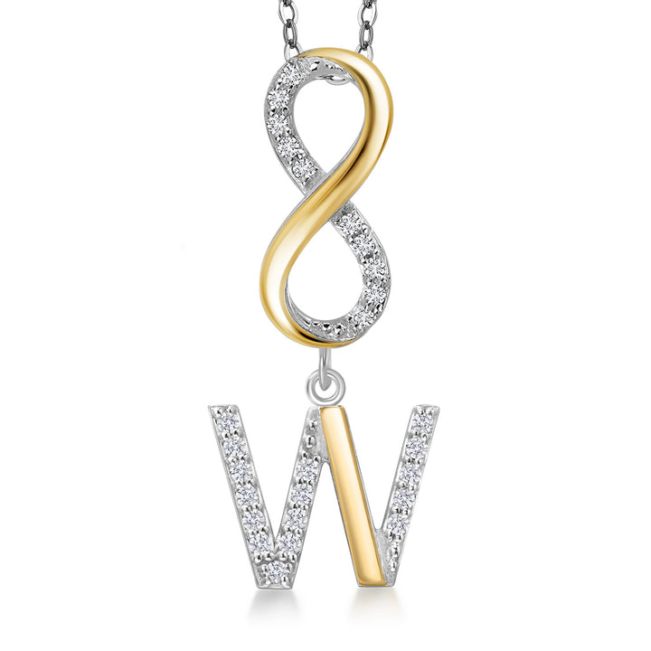 Initial W_Pendant in 925 Sterling Silver and 10K Yellow Gold