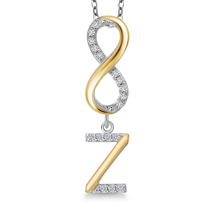 Initial Z_Pendant in 925 Sterling Silver and 10K Yellow Gold