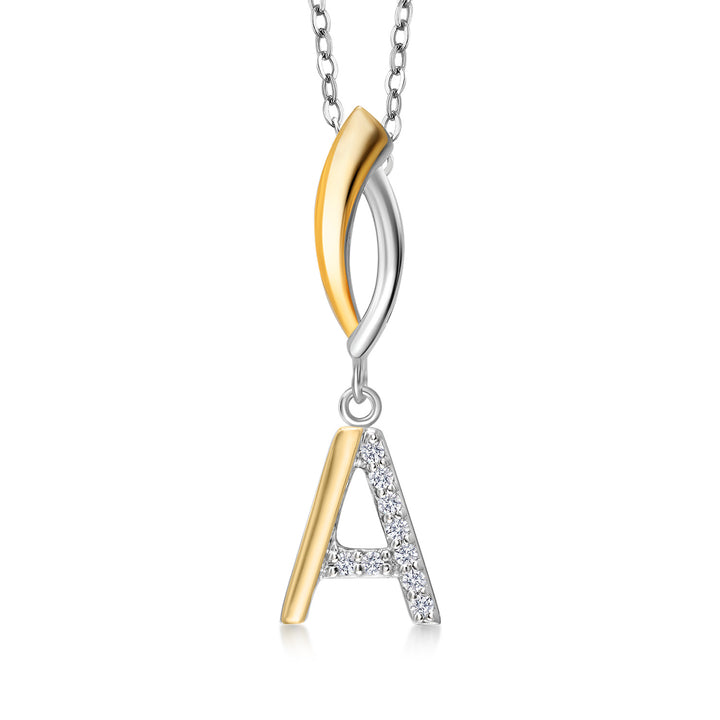 Initial A_Pendant in 925 Sterling Silver and 10K Yellow Gold