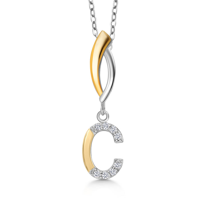 Initial C_Pendant in 925 Sterling Silver and 10K Yellow Gold