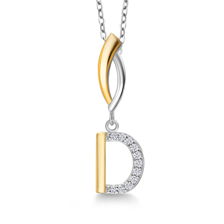 Initial D_Pendant in 925 Sterling Silver and 10K Yellow Gold