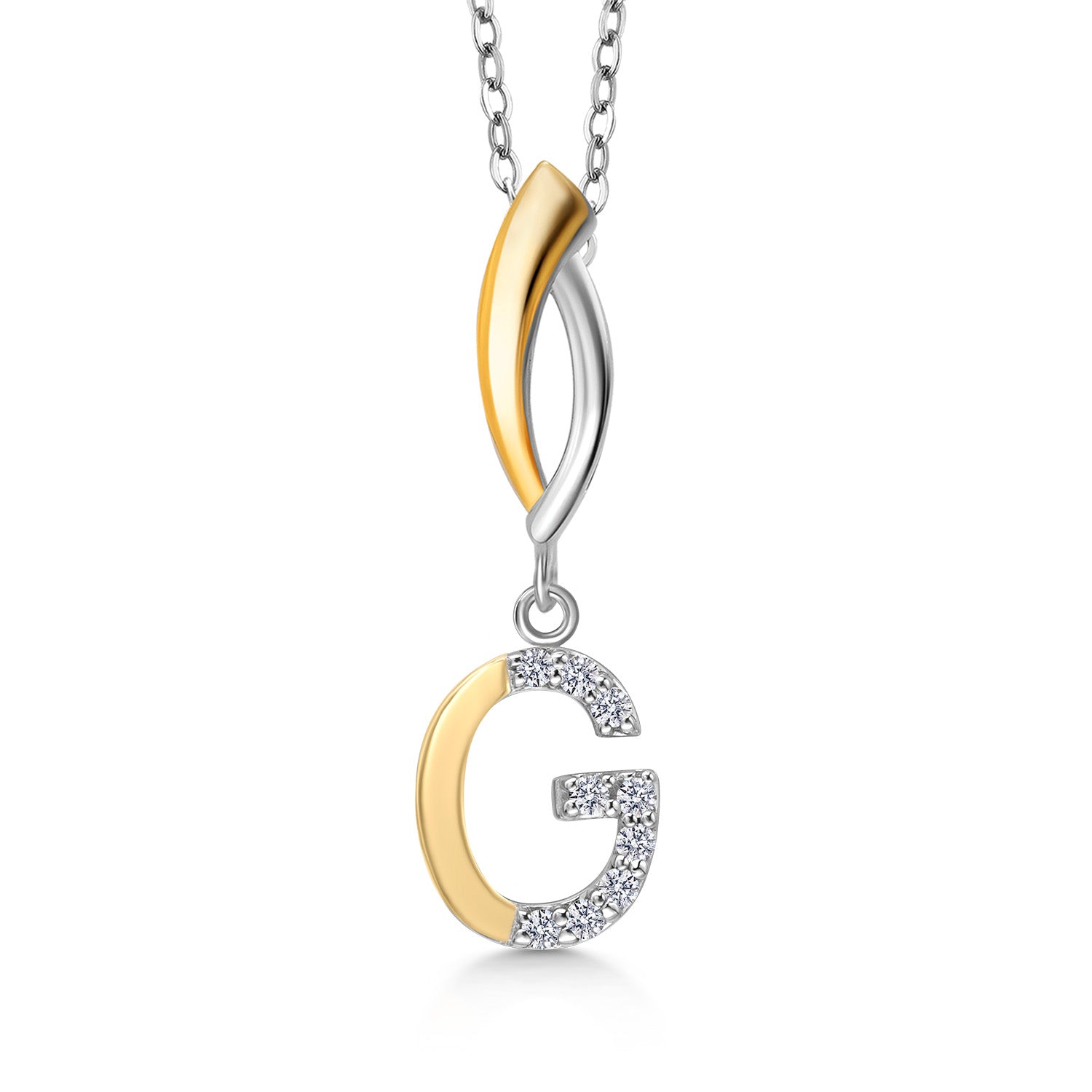 Initial G_Pendant in 925 Sterling Silver and 10K Yellow Gold