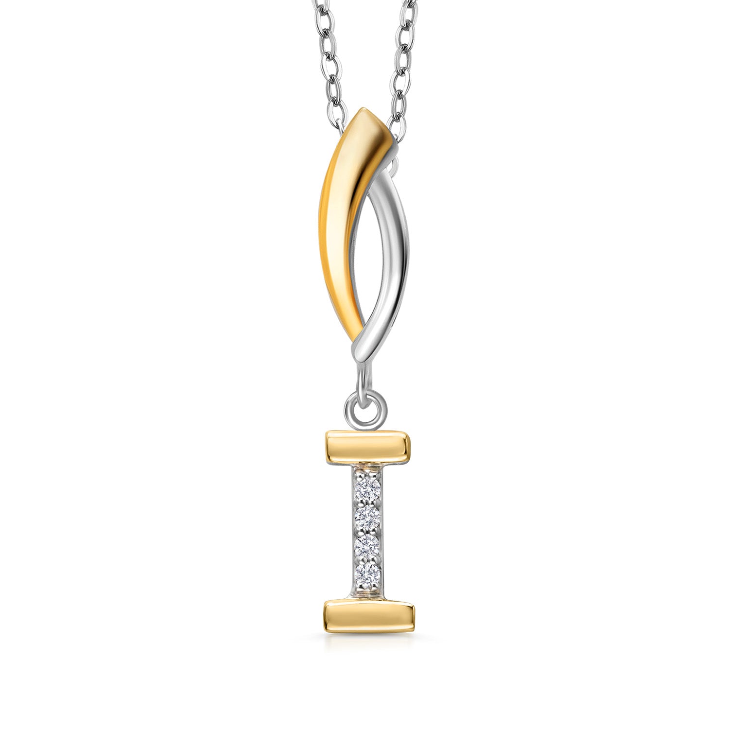 Initial I_Pendant in 925 Sterling Silver and 10K Yellow Gold