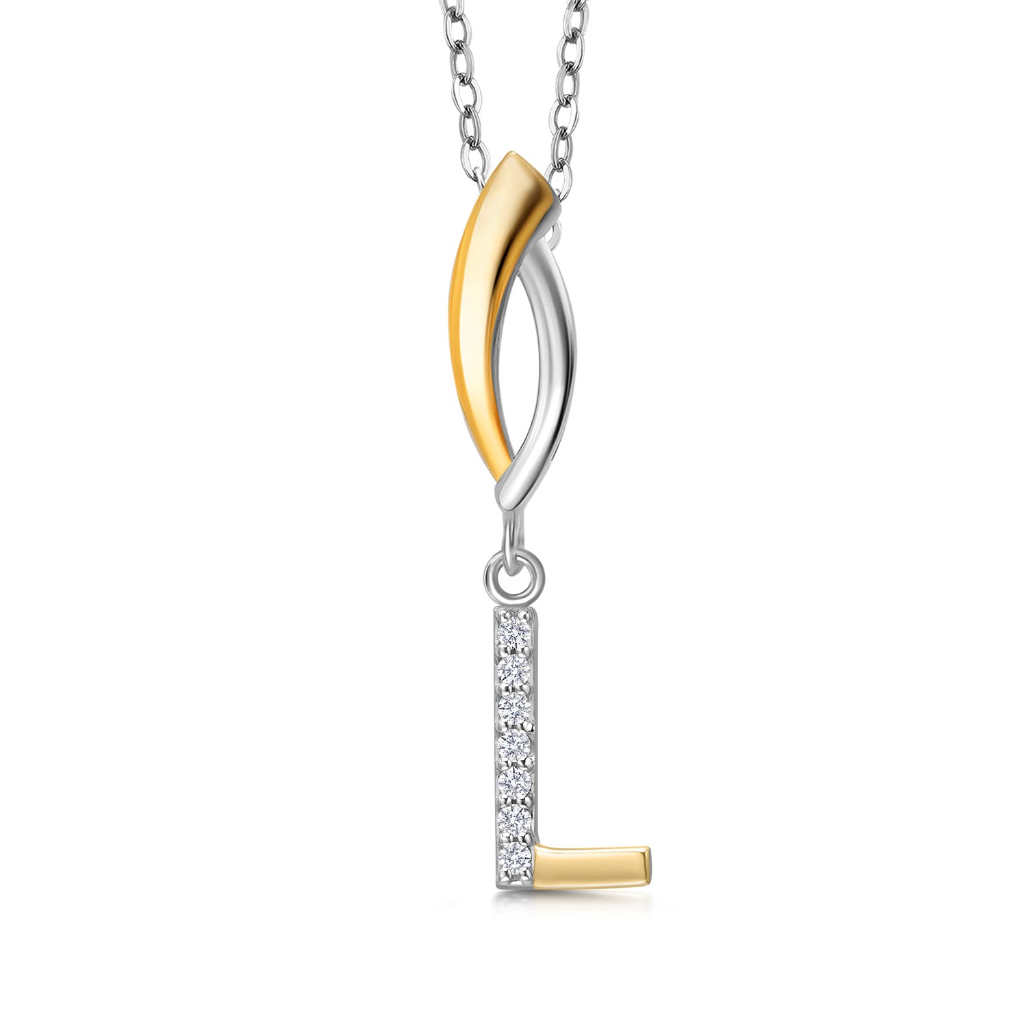 Initial L_Pendant in 925 Sterling Silver and 10K Yellow Gold