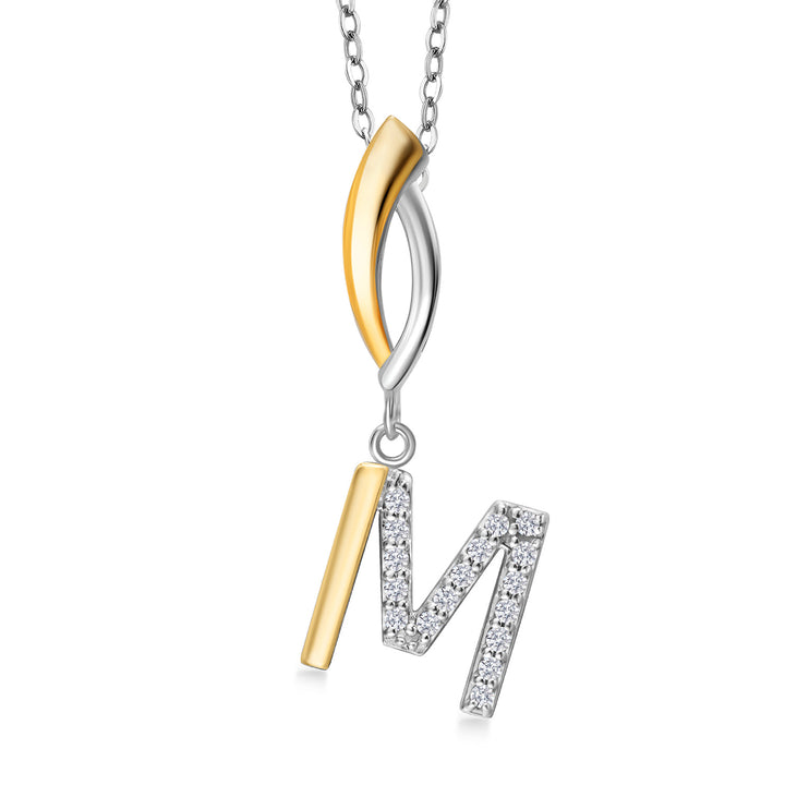 Initial M_Pendant in 925 Sterling Silver and 10K Yellow Gold