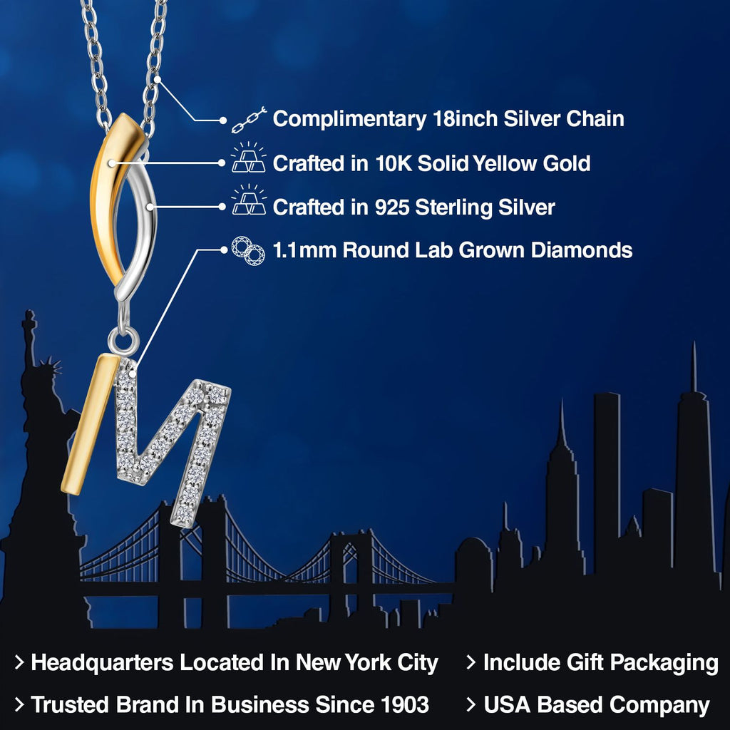Pendant in 925 Sterling Silver and 10K Yellow Gold