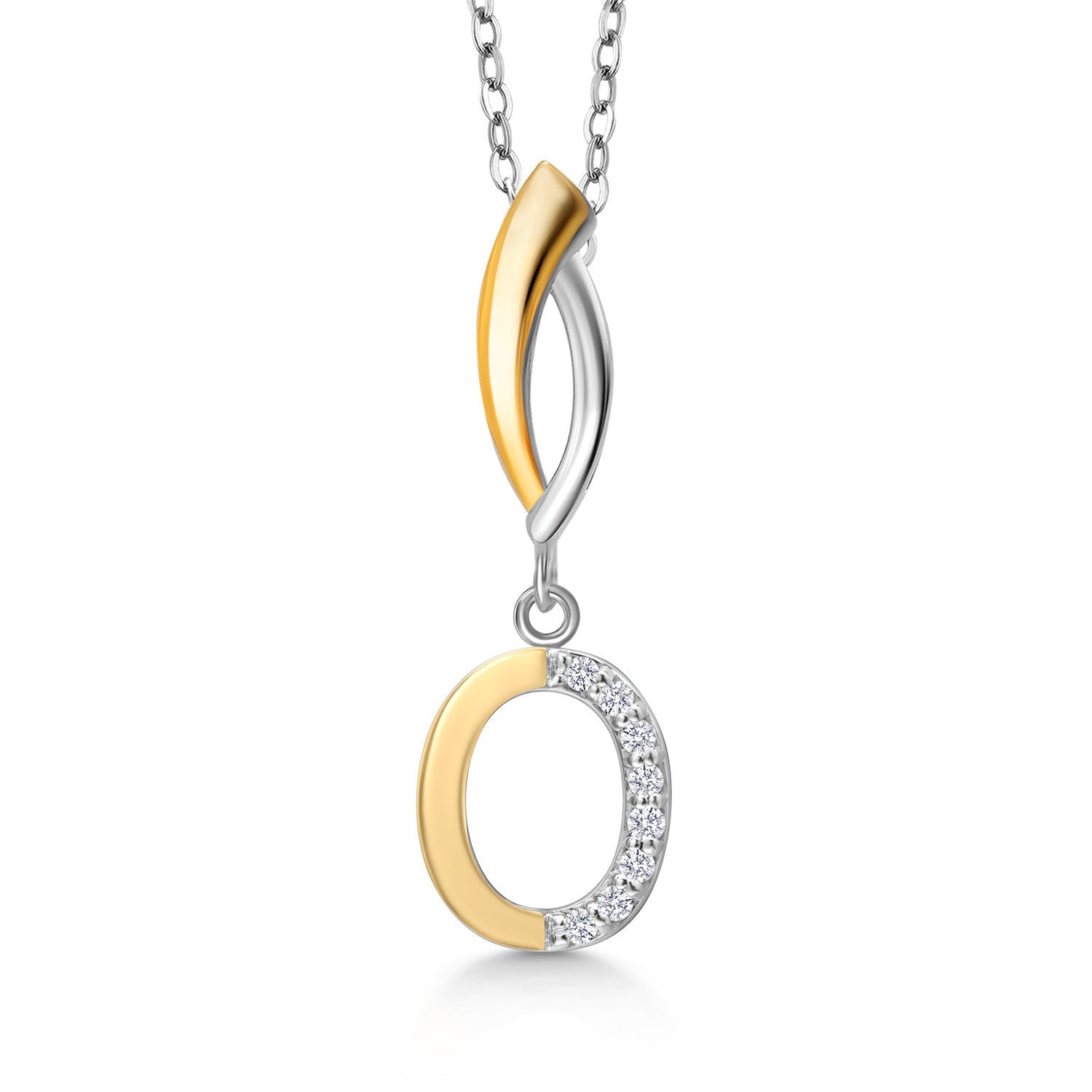 Initial O_Pendant in 925 Sterling Silver and 10K Yellow Gold